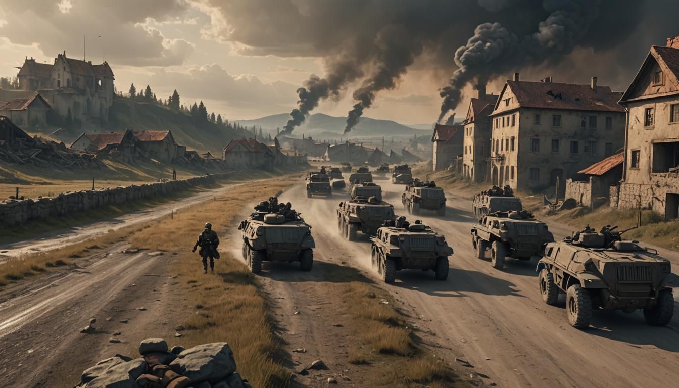 German Soldiers Advance Through Europe: Matte Painting