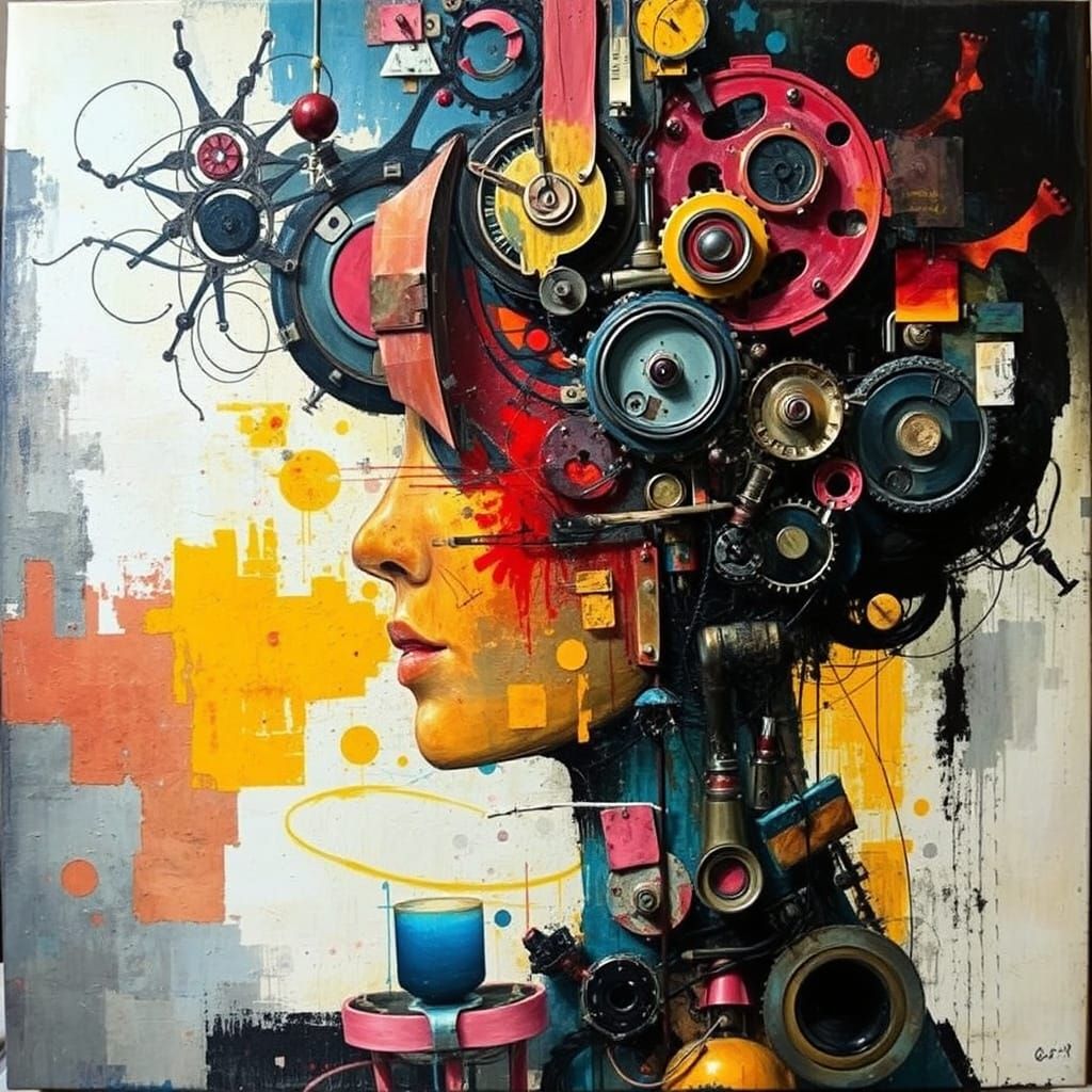 Steam Punk Marionette in Vibrant Oil Painting Style