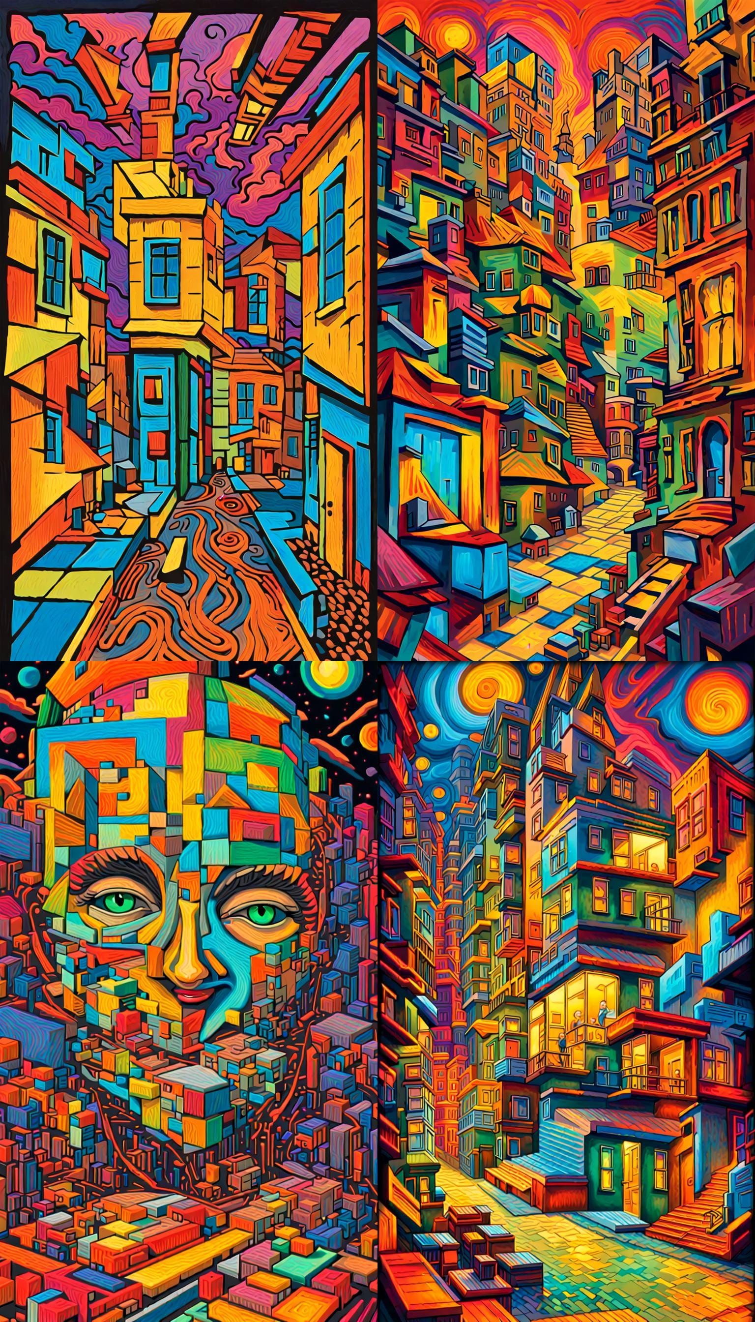 Extrapolate and Illustrate Four Distinct Different Images of 
"My mind takes me Places , Others Dare not Go !" In Brilli...