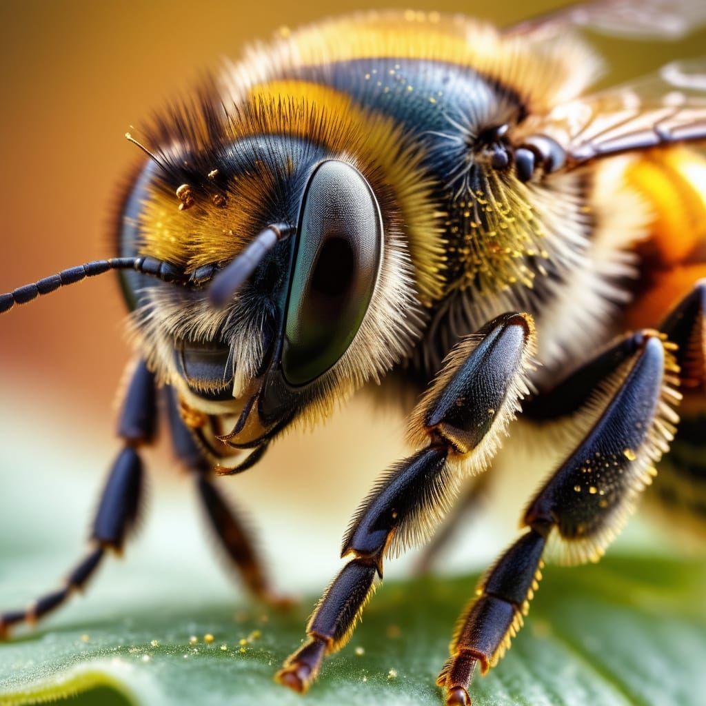 Bee Antenna Adorned with Glistening Pollen: Macro Shot