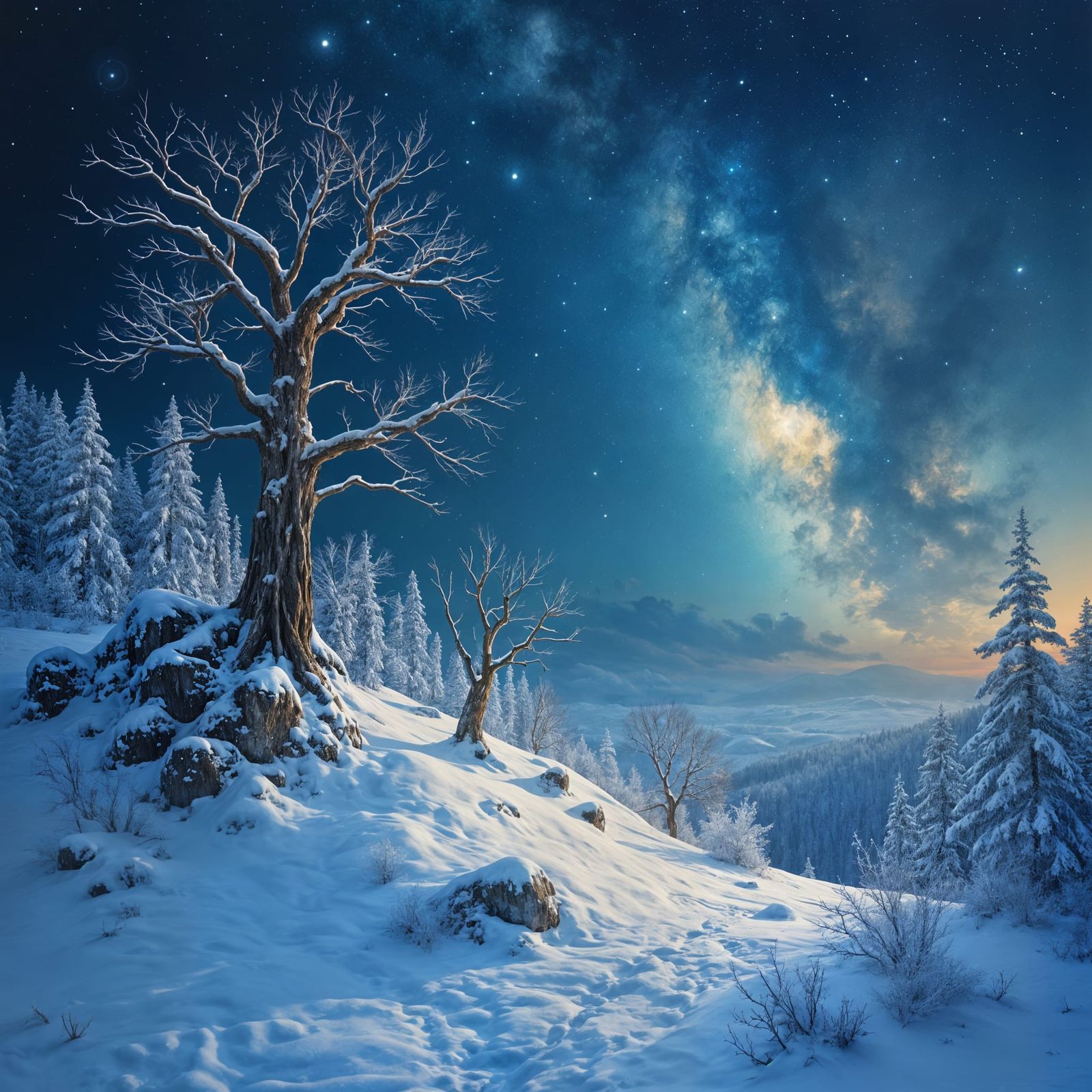 Ethereal Yule Beacon Hill in Vibrant Astral Cosmos