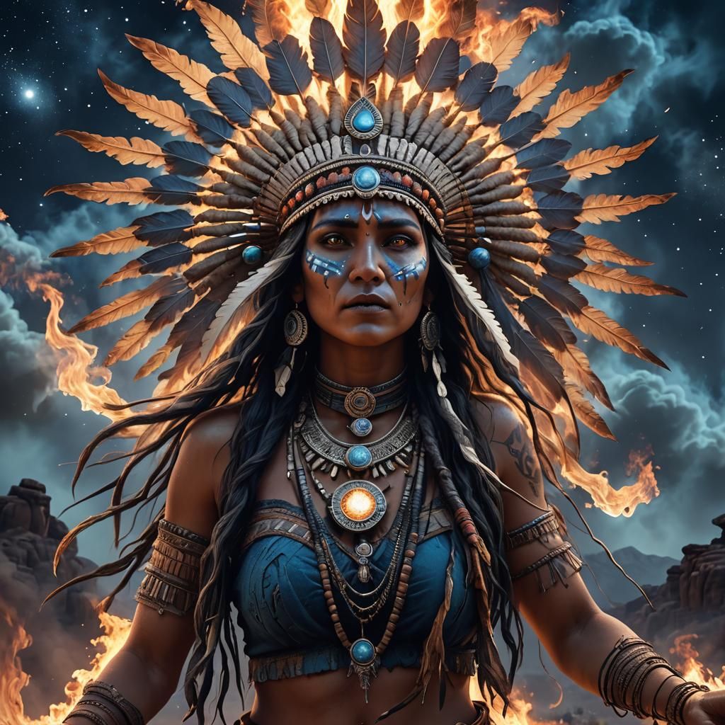 Mojave Woman Summons Spirit in Surreal 3D Art