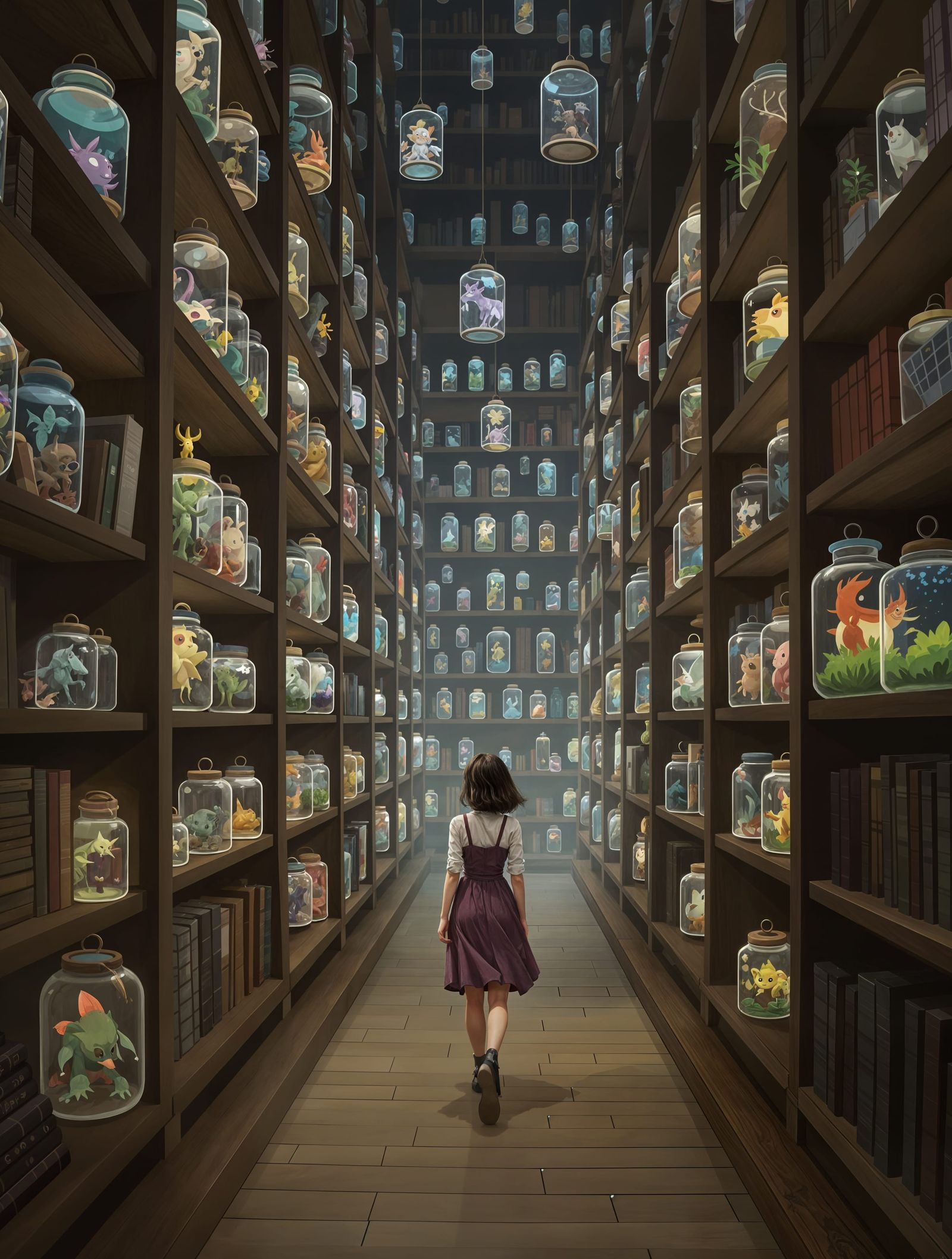 Whimsical Creature Library in Digital Art