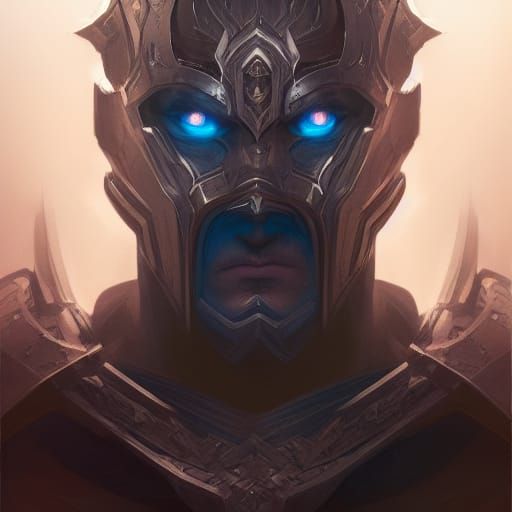 Dark Paladin Warrior Portrait in Hyperdetailed Style