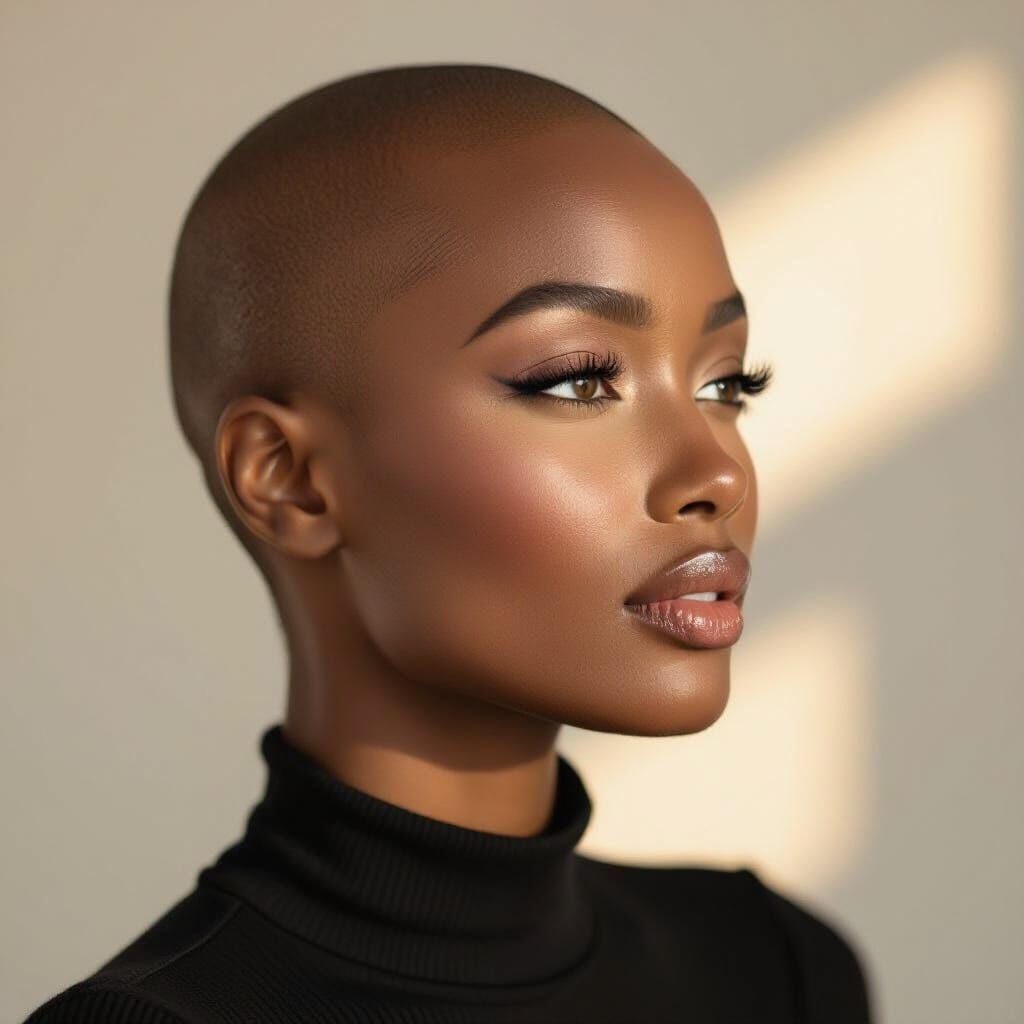 Photorealistic Portrait of Bald African-American Woman