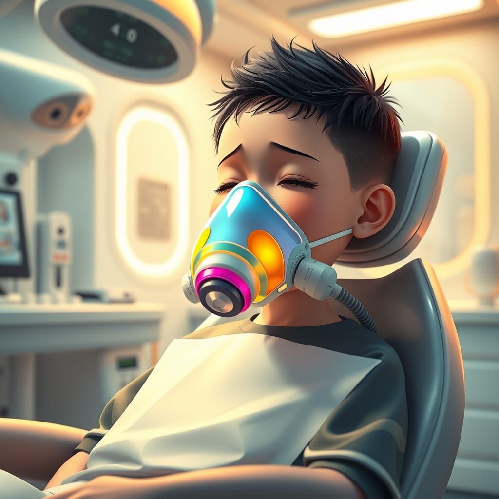 Hyper-Realistic Anime Scene in Futuristic Pediatric Room