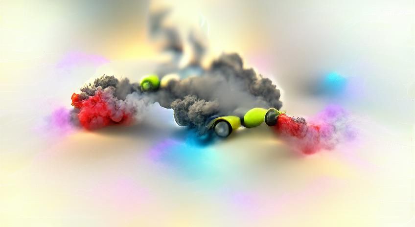 Colorful Smoke Collision in 3D Rendering