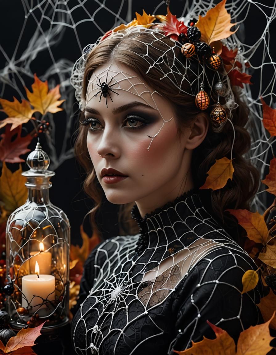 Autumn Dreamer in Costume, Surreal Rayograph Photograph