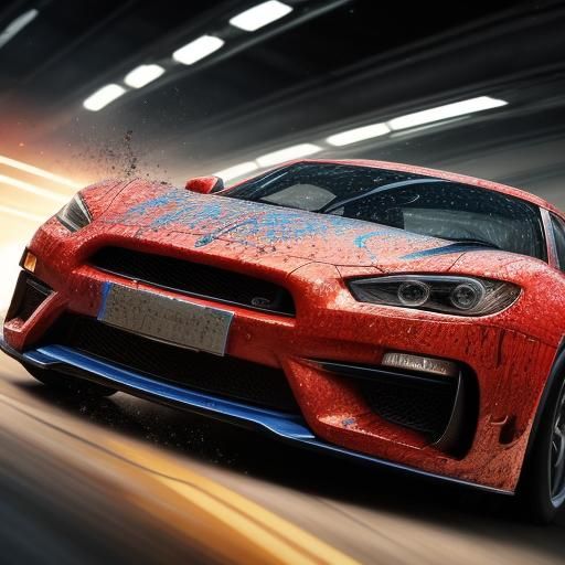 Hyperrealistic Cars in Splash Art Style