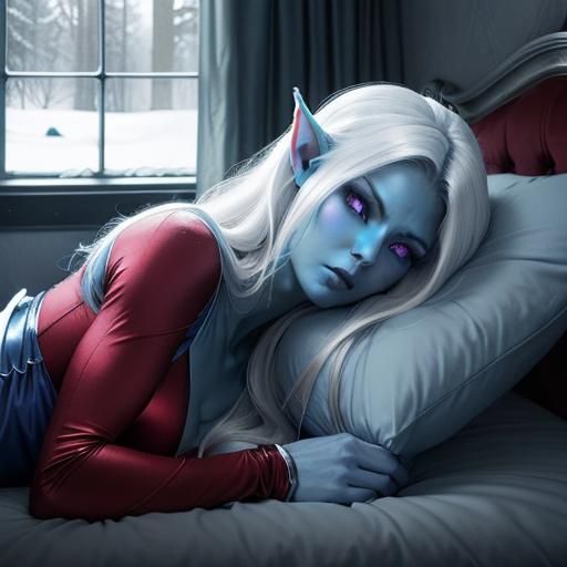 Frail Demon Lich in Snowy Landscape: Cinematic Realism