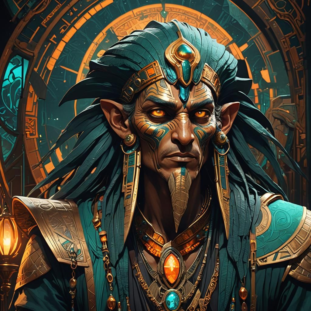 Mystical Thoth Portrait with Dramatic Lighting