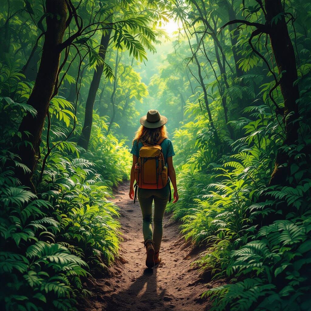 Emerald Forest Path: A Rockwell-esque Journey