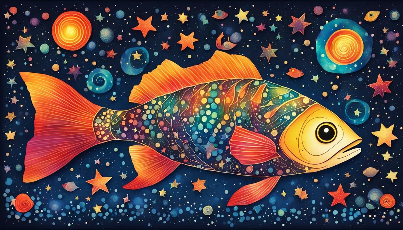 Whimsical Starfish Poster in Vibrant Colored Inks