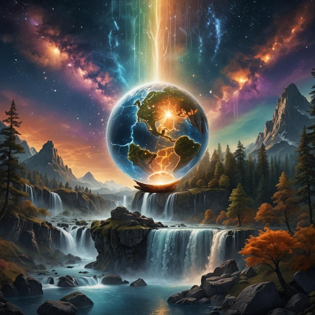 Fantastical Globe with Landscape: Matte Painting