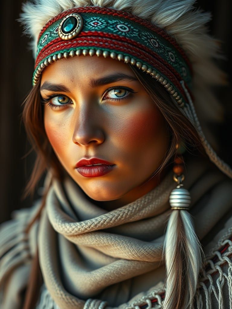 Beautiful Native American Girl Portrait