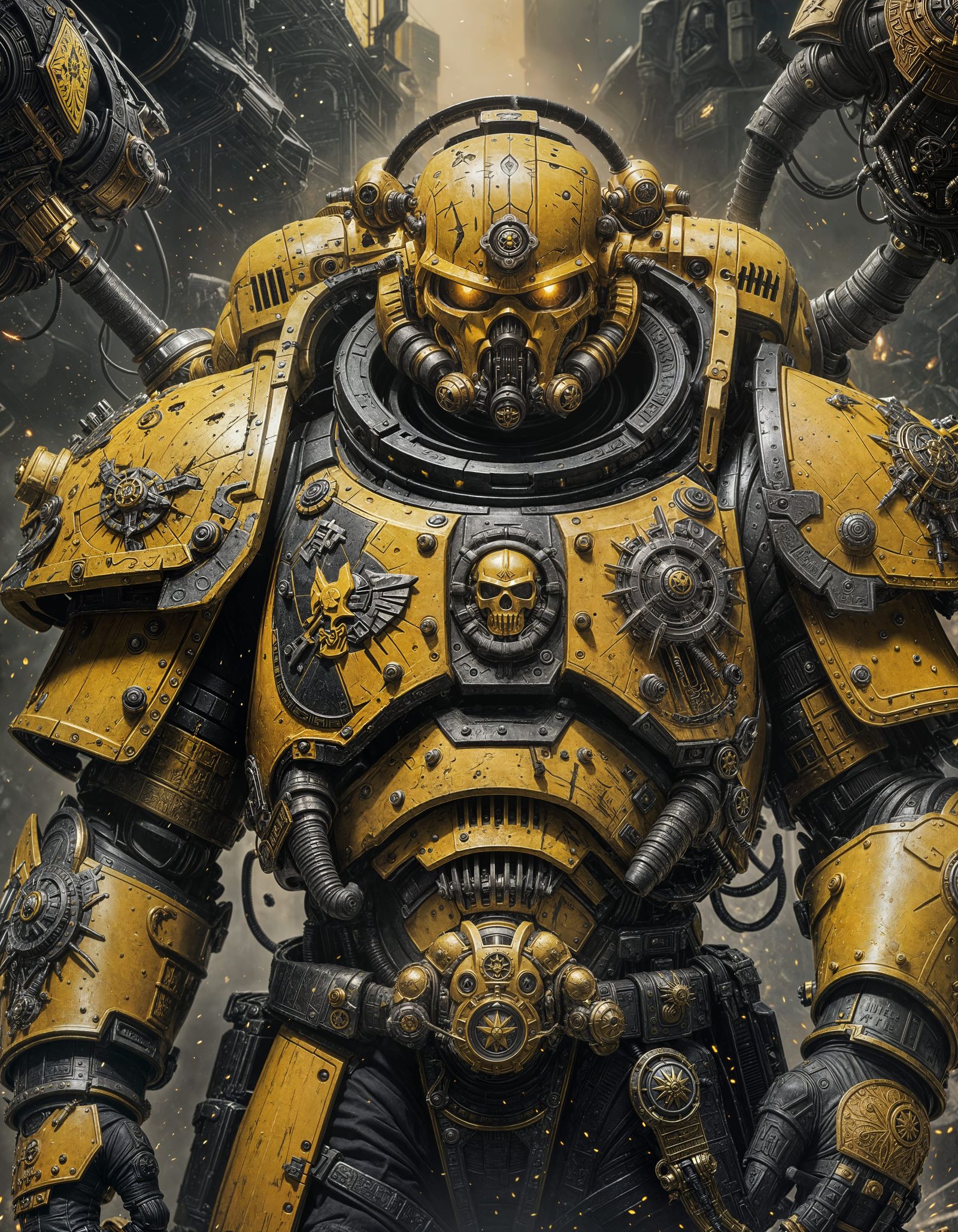 Imperial Fist Space Marine in Dark Fantasy Style