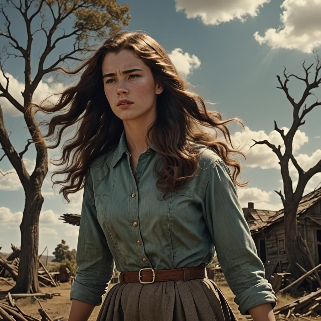 1950s Teenager in Wind, Digital Matte Painting