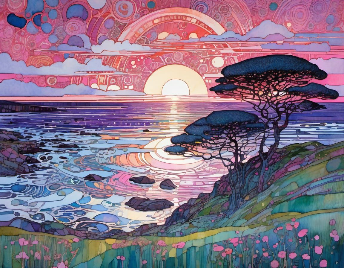Pink Sunset Inspired by Klimt and Hanson