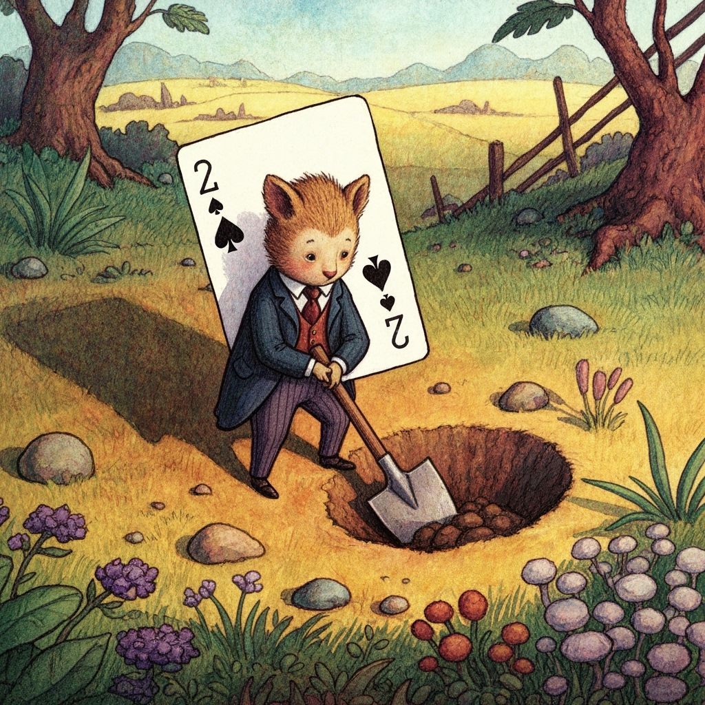 Anthropomorphic Two of Spades Card Digs Hole in Whimsical La...