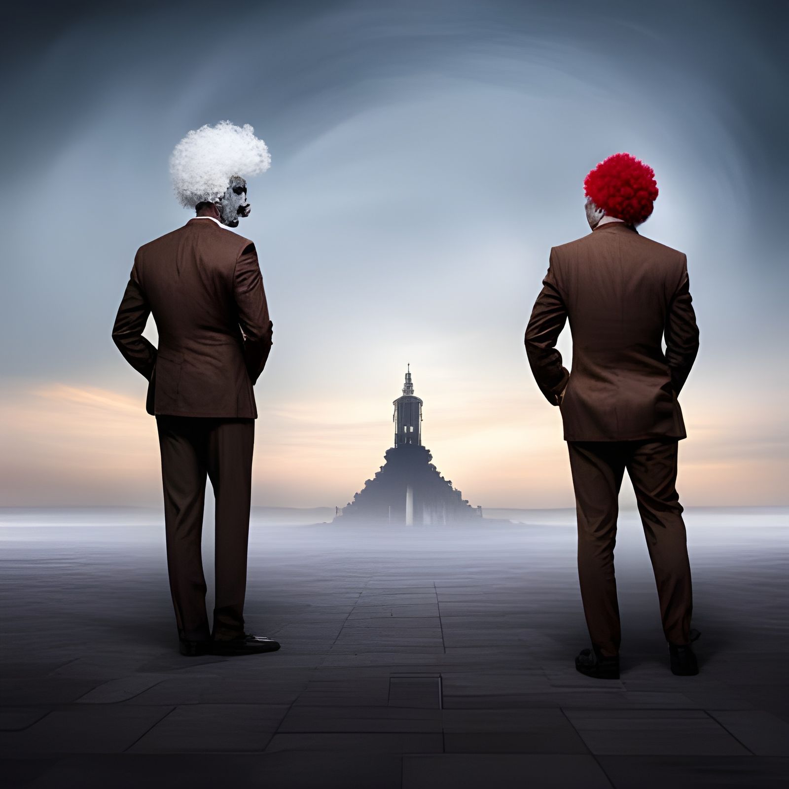 Clowns in Surrealist Style of Salvador Dali