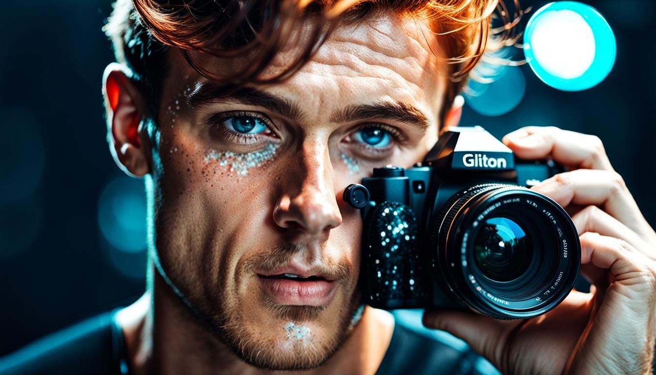 Freckled Man's Portrait in Glittery Style