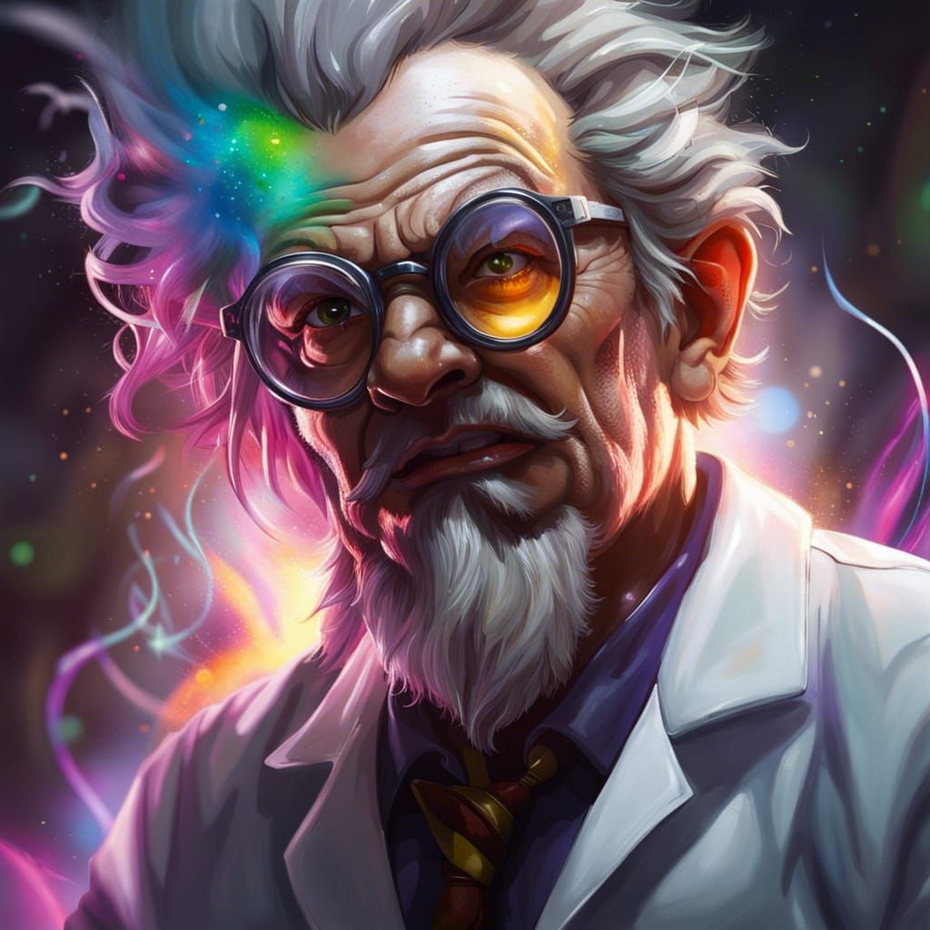 Intricately Detailed Mad Scientist Splash Art