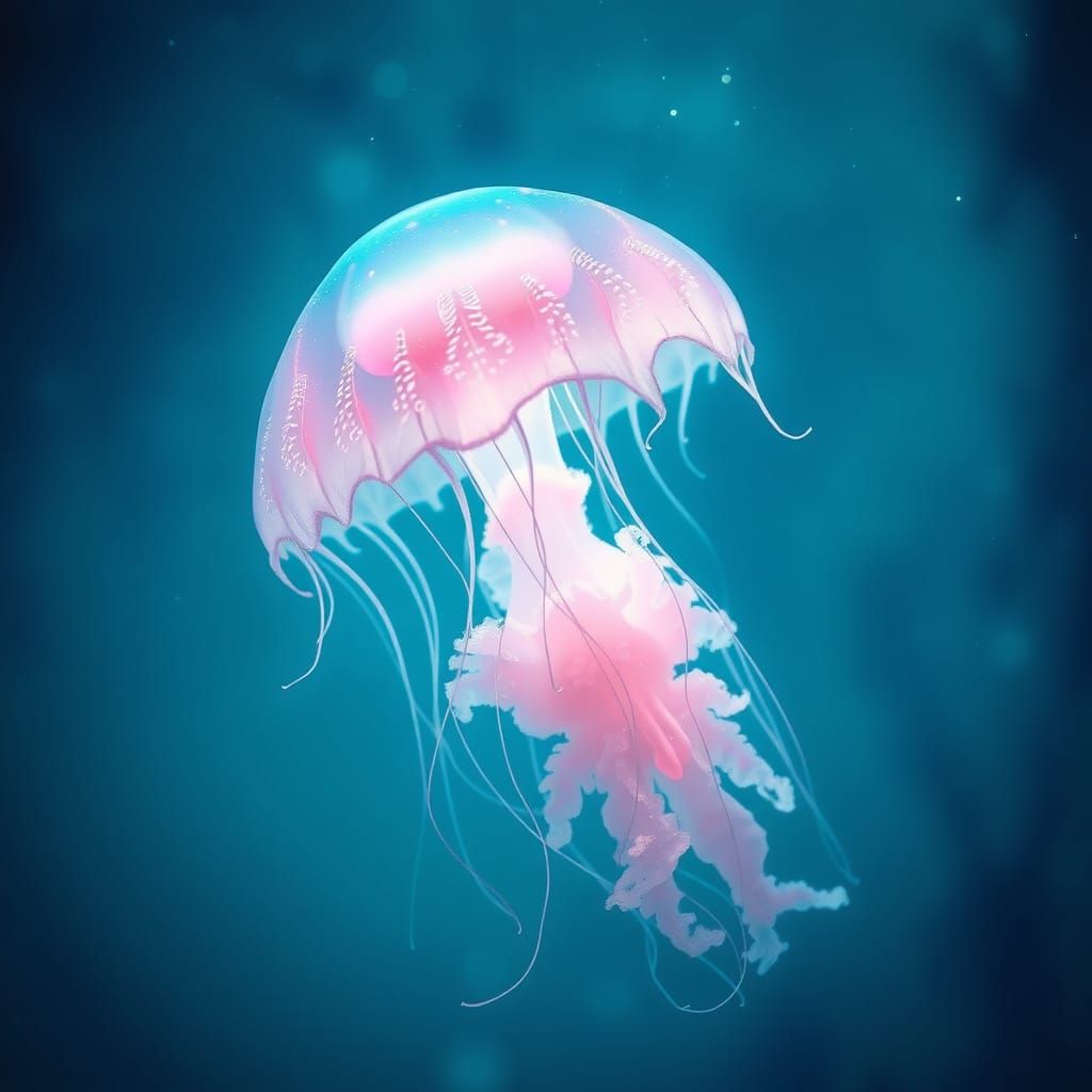 Ethereal Jellyfish in Turquoise Water: Dreamy Art