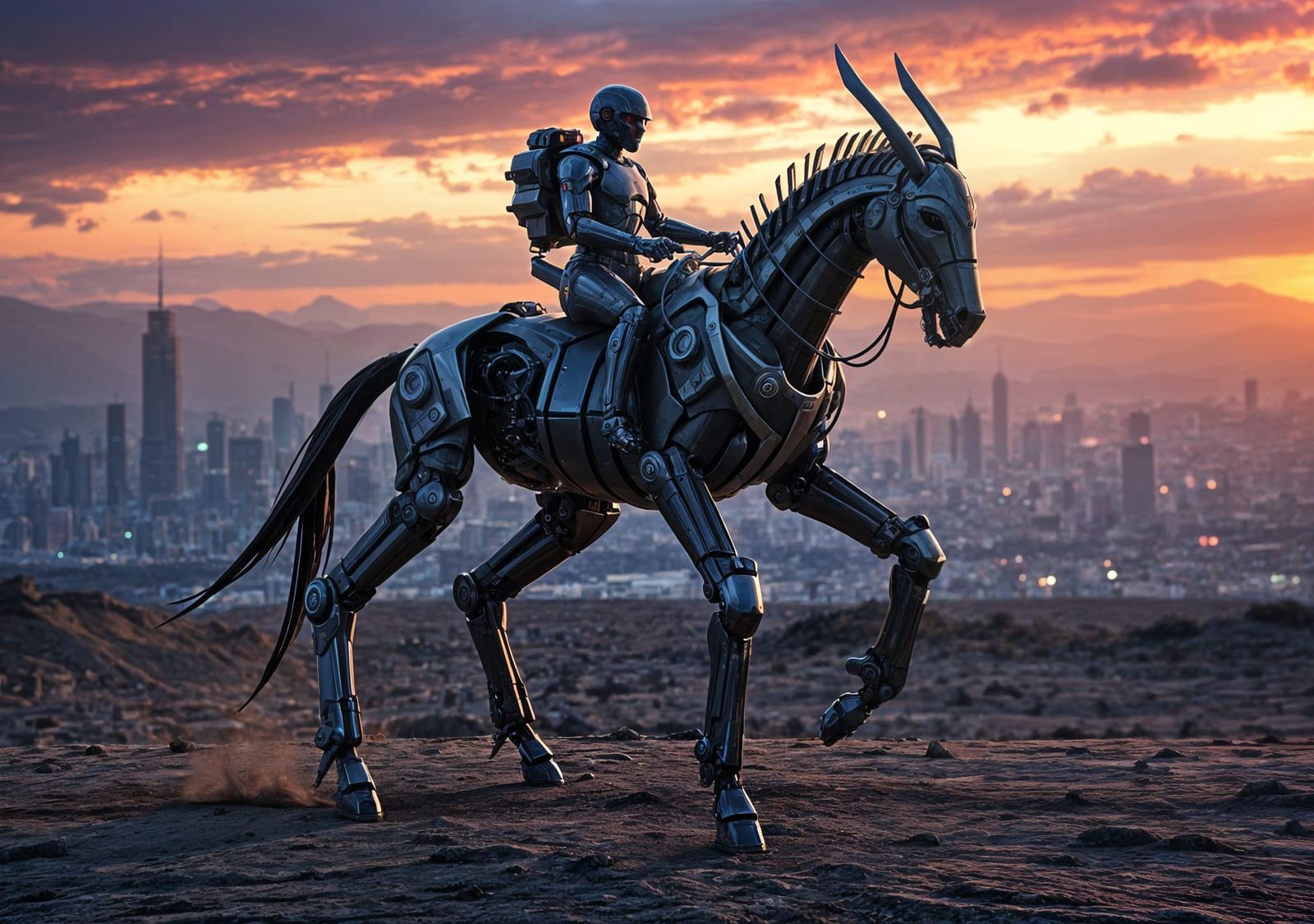 Futuristic Cyborg Centaur with Intricate Mech Details