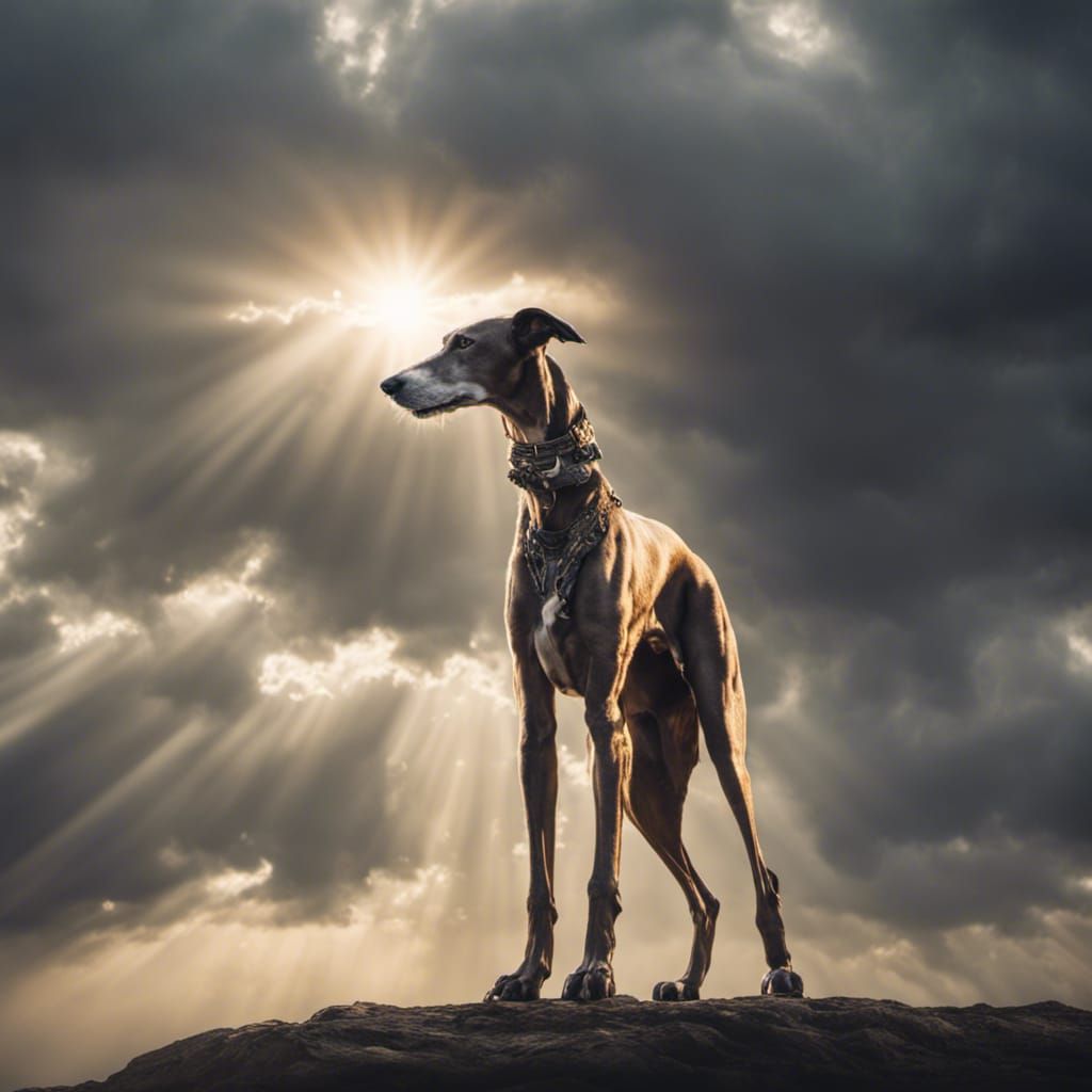 Divine Greyhound Deity in Heavenly Light