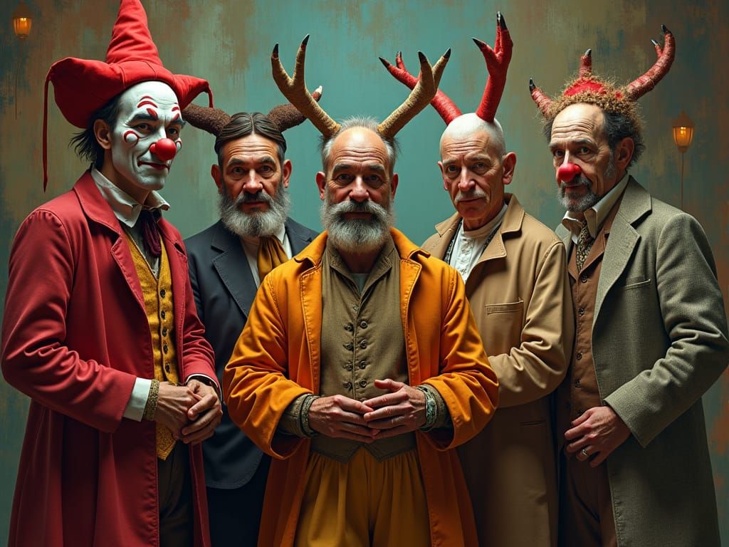 Commedia dell'Arte Characters in Dramatic Splash Art