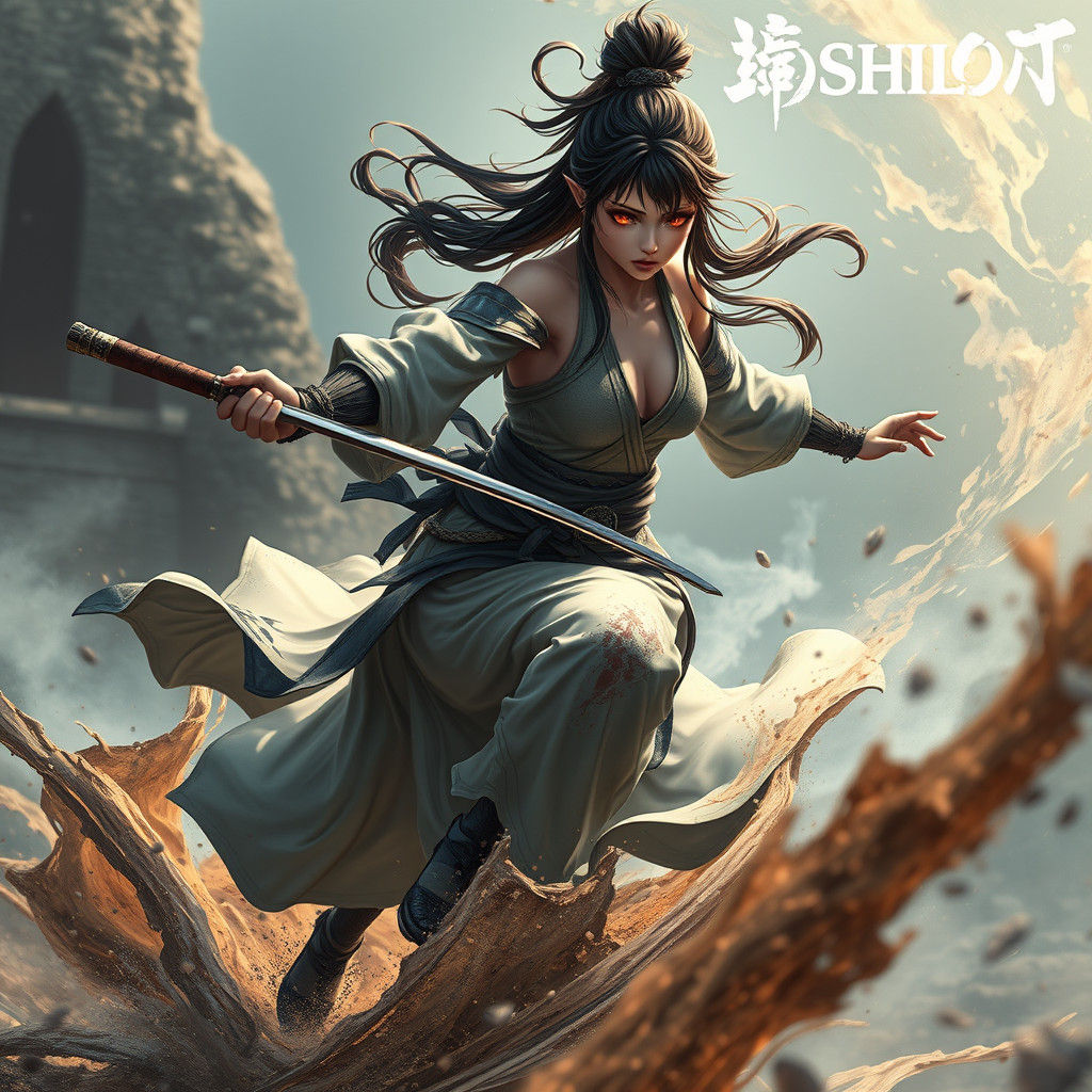 Mystical Female Warrior in Anime Style