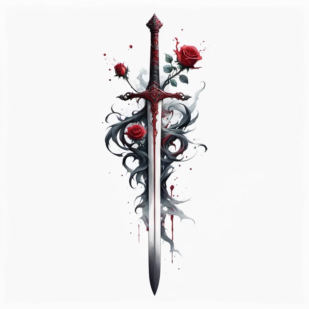 Entwined Sword and Rose: Surreal Anime Art