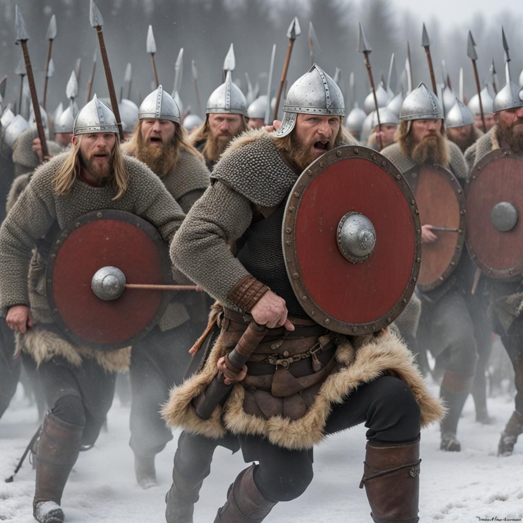 Polish Vikings Shield Wall in Frosty Combat