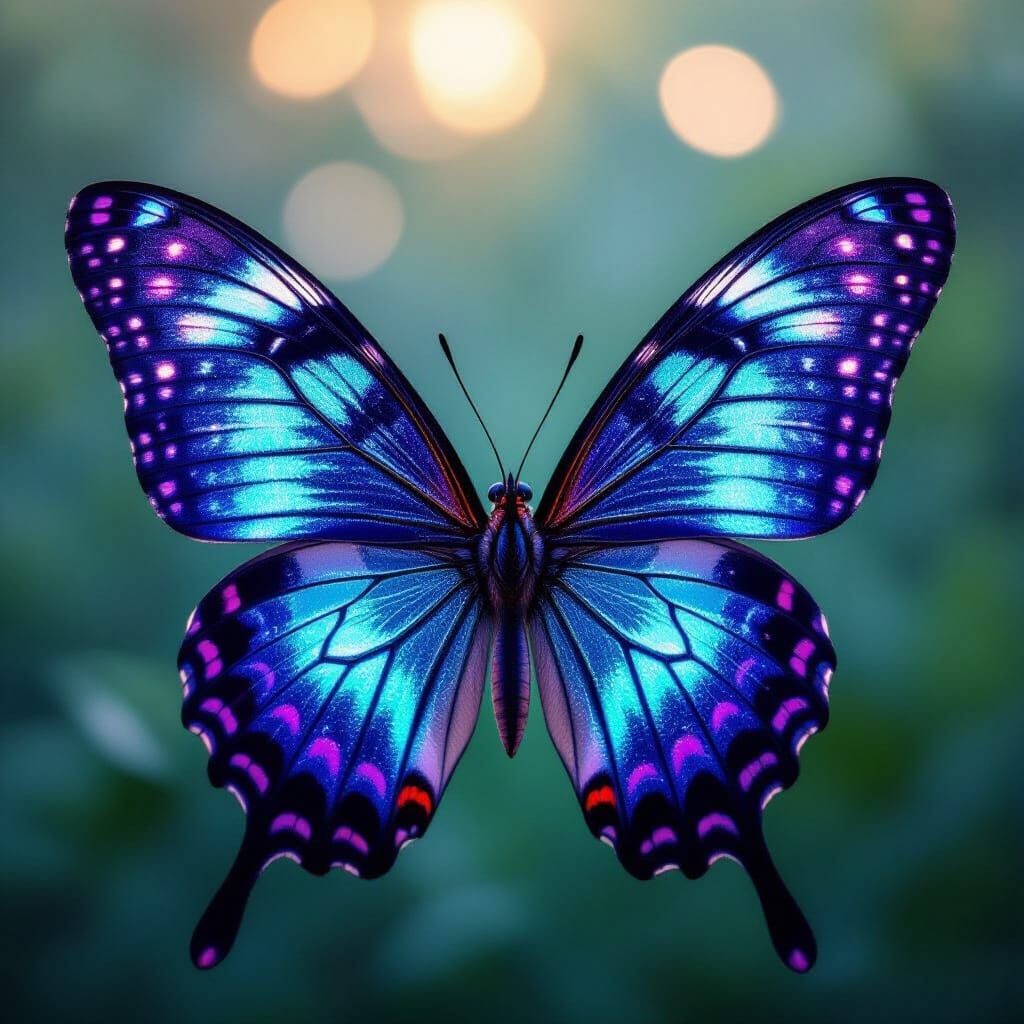 Bioluminescent Butterfly Wings in Macro Photography