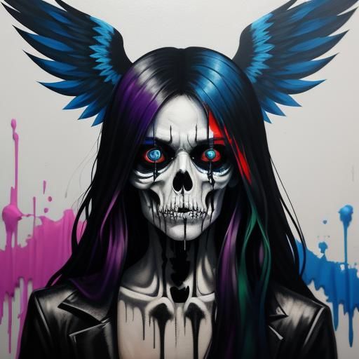 Angel of Death Graffiti Art with Skeletal Eyes