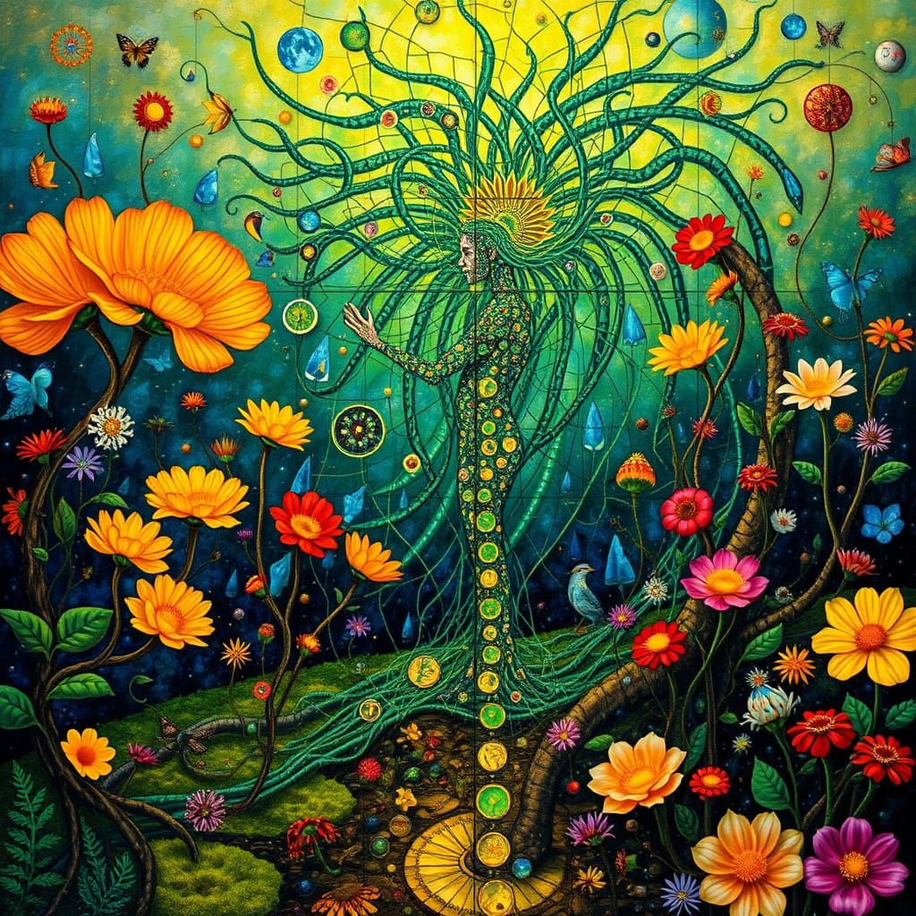 Psychedelic Utopia with Bioluminescent Garden, Bio Art