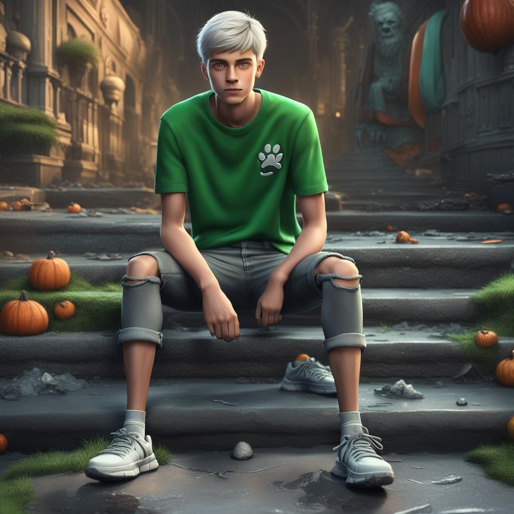 Teenage Boy Portrait in Detailed Matte Style