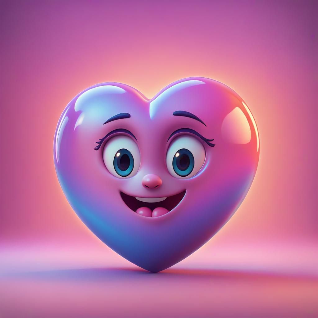 Colorful Heart Emoji in 3D Digital Art Style