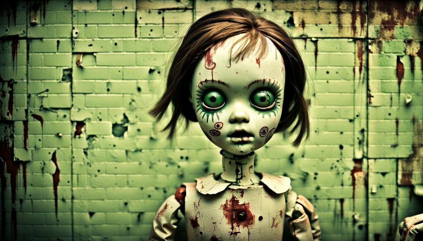Sinister Antique Doll with Green Eyes