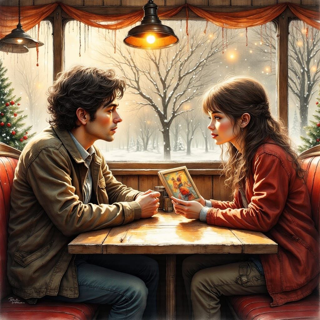 Father and Daughter Share a Heartwarming Moment in a Retro D...