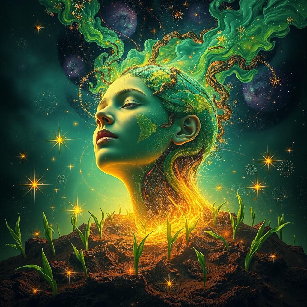 Cosmic Spring: An Astral Holographic Illustration