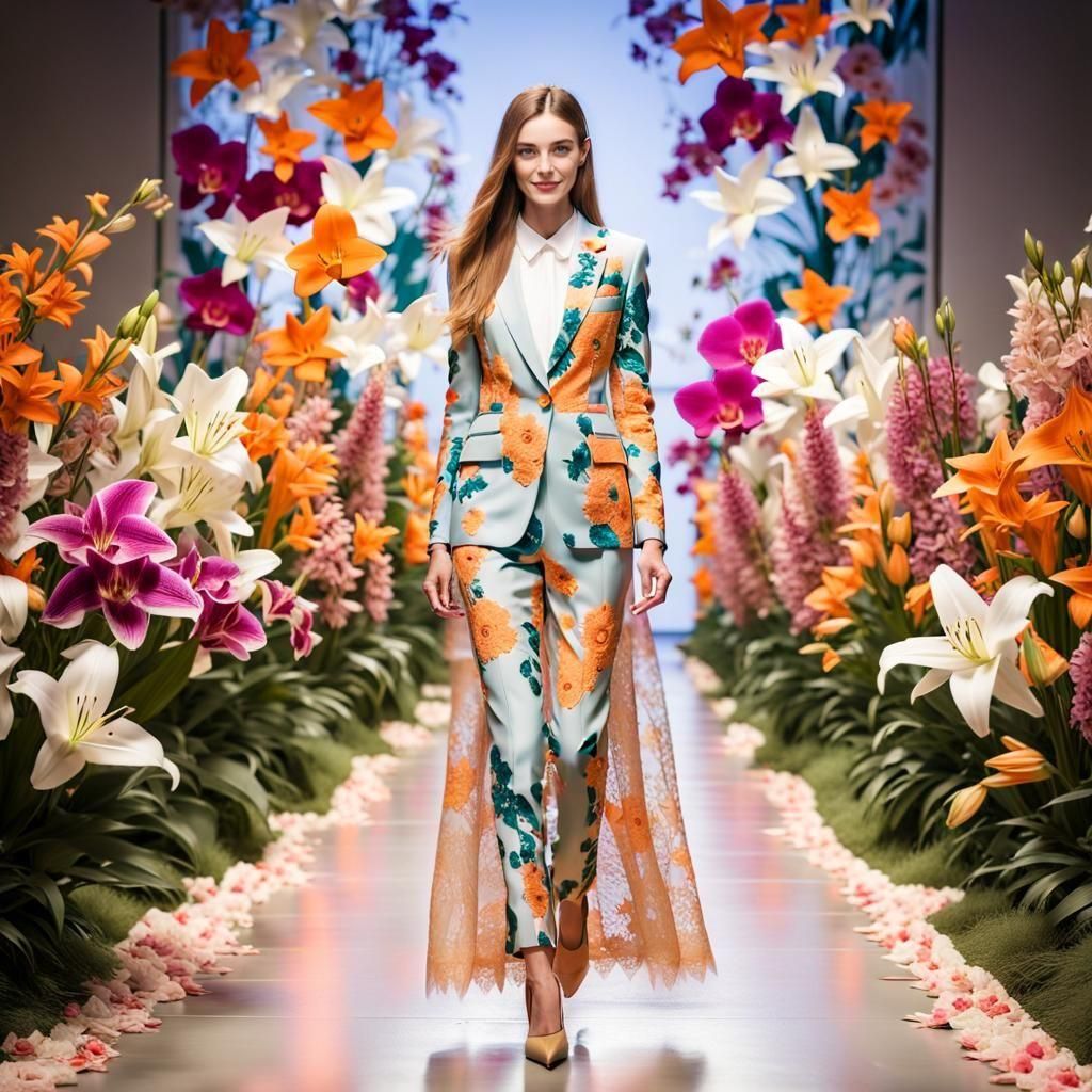 Floral Evening Suit on Fashion Runway