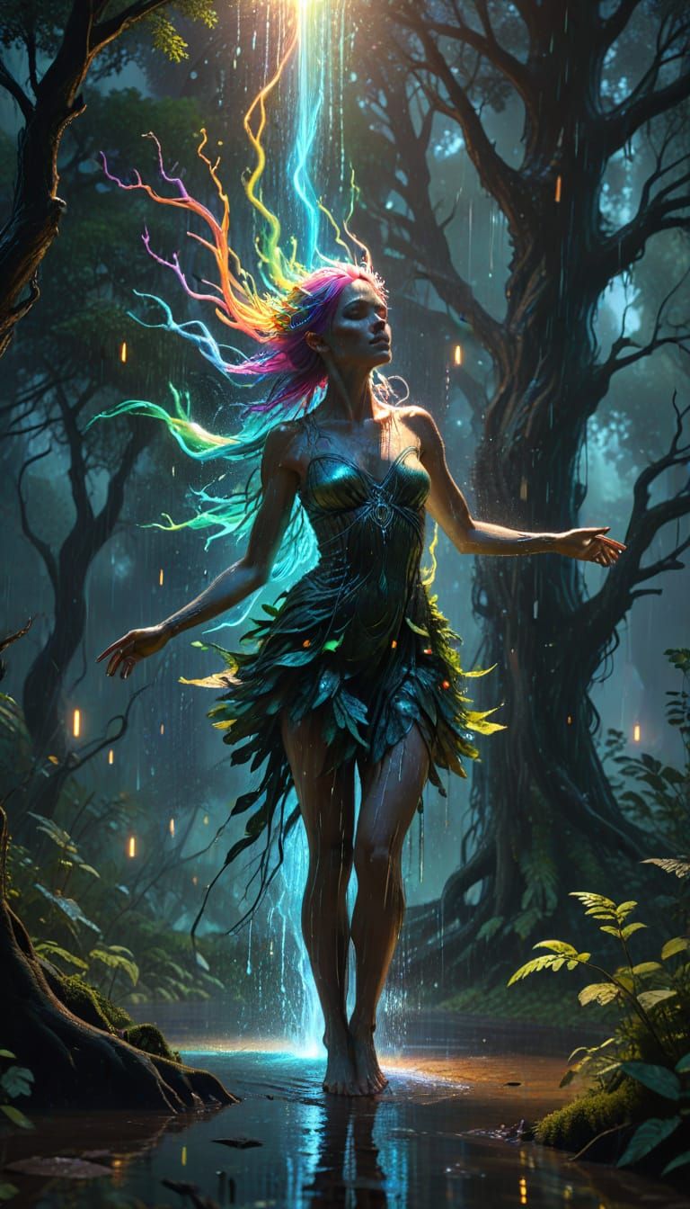 Spectral Fairy Dances in Bioluminescent Forest