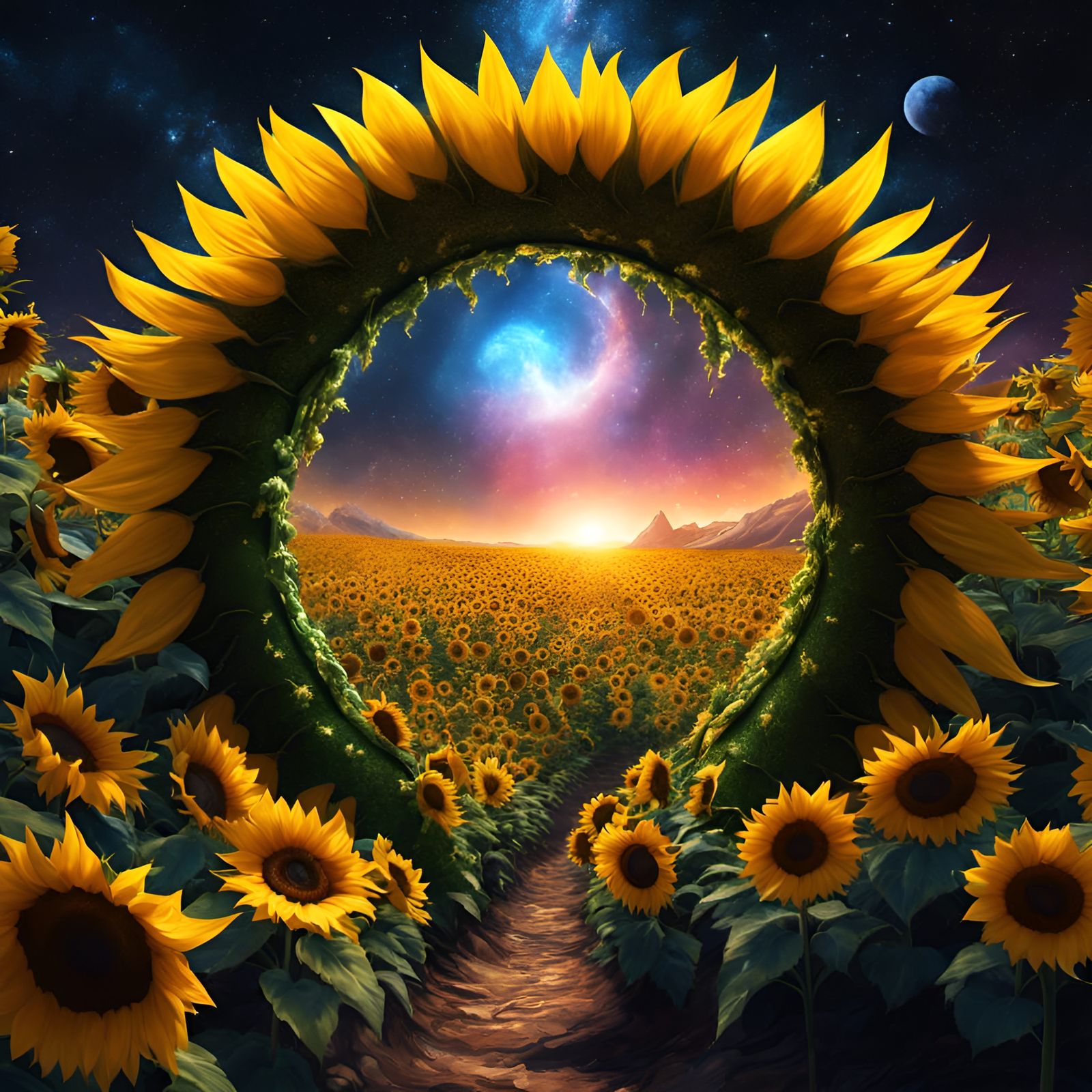 Sunflower Portal to a Starry World
