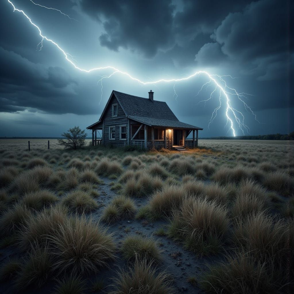 Abandoned Shack in Turbulent Stormy Weather