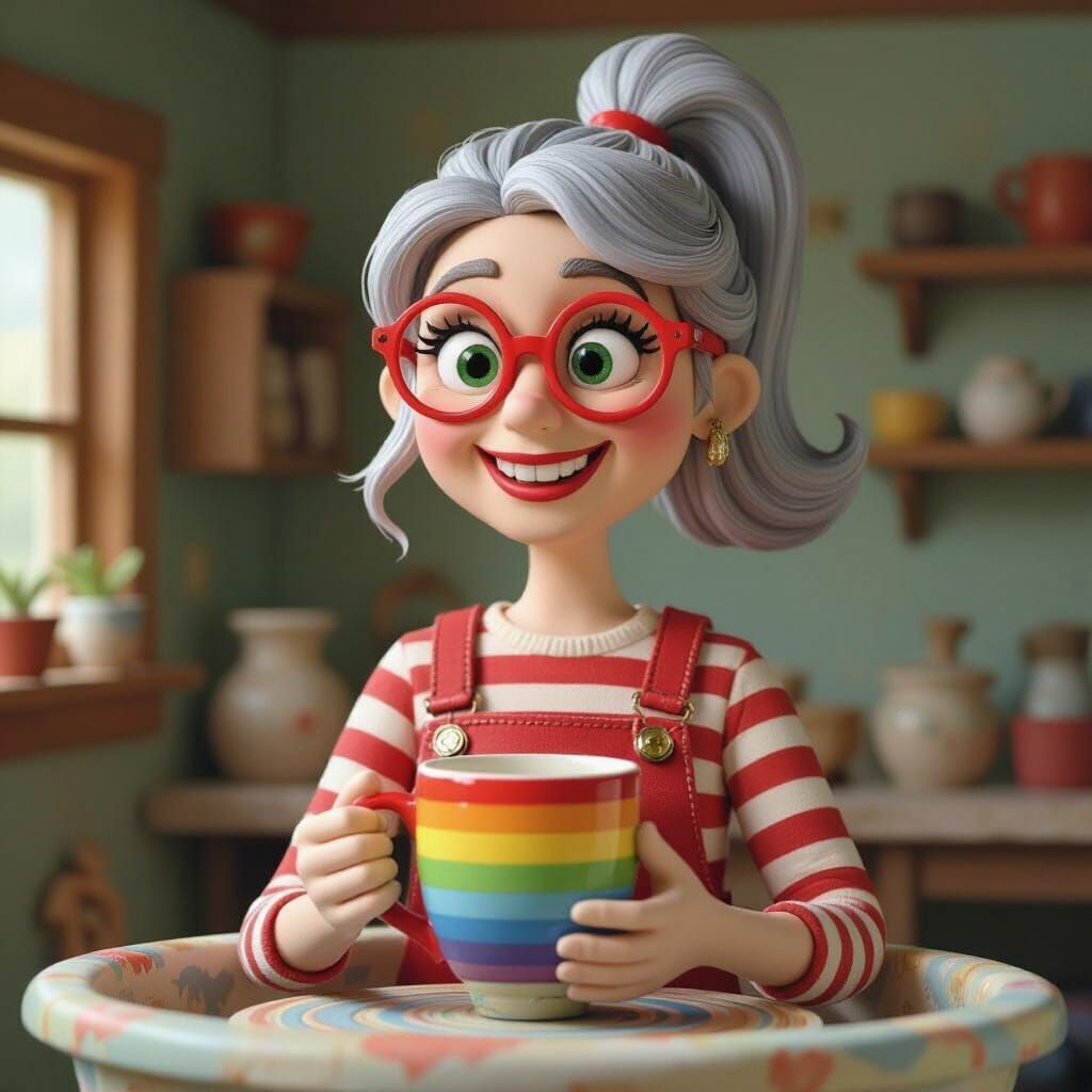 Woman at Pottery Wheel in Laika-Style Claymation