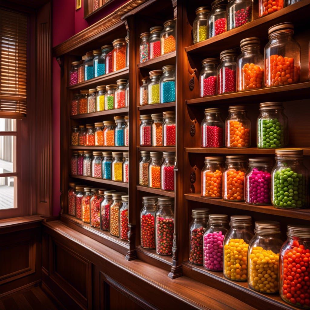 Detailed Old Fashion Candy Shop with Glass Jars