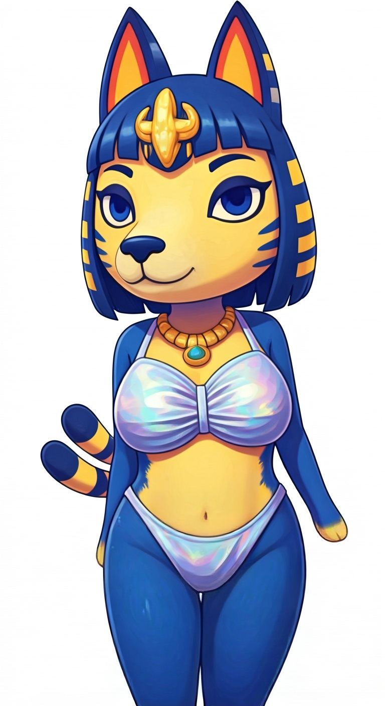 Ankha in Holographic Swimsuit: Animal Crossing Fan Art