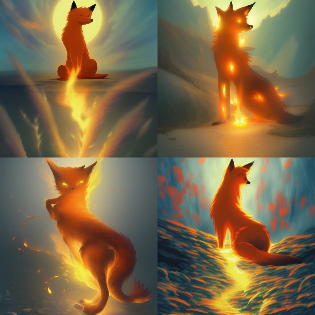 Fiery Fox in Anime Style Visual Art