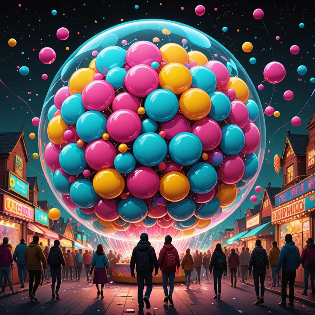 Pop-Art Carnival with Giant Bubblegum Bubbles